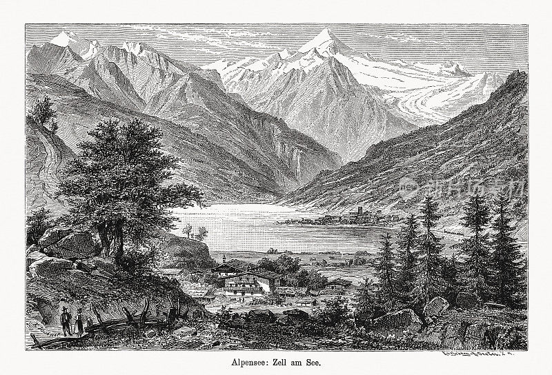 Zell am See，奥地利，木版雕刻，1894年出版